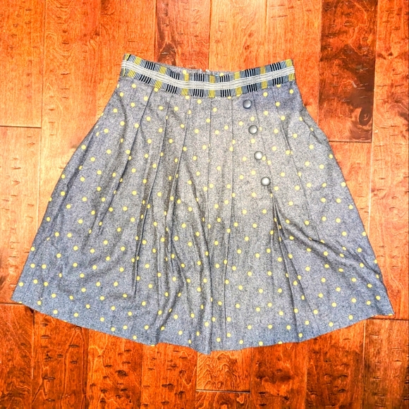 NWT Anthropologie Plenty By Tracy Reese Skirt Women's 12 Gray Polka Dot Pockets - Picture 2 of 10
